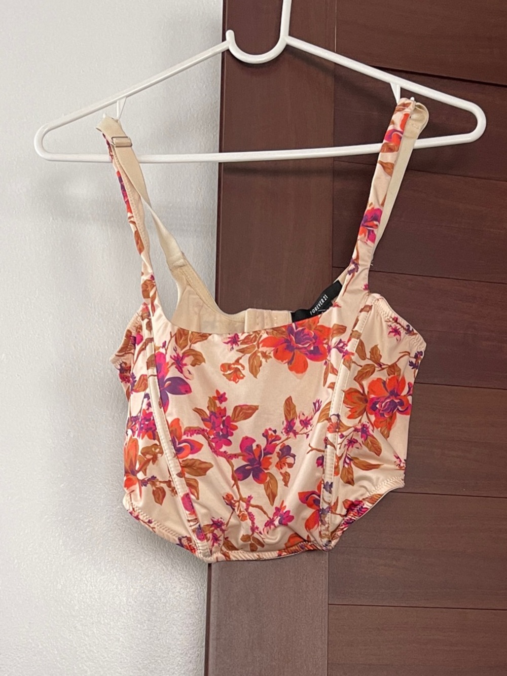 Forever 21 Pink and Orange Floral Corset